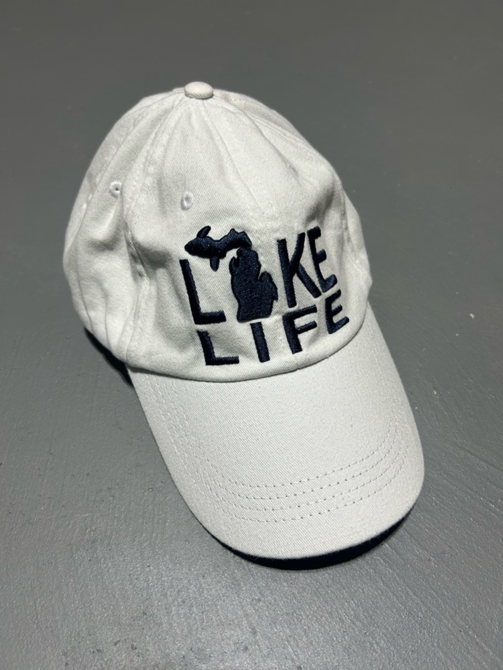 DK Caps - Lake Life - Traverse City Michigan Adjustable White Hat